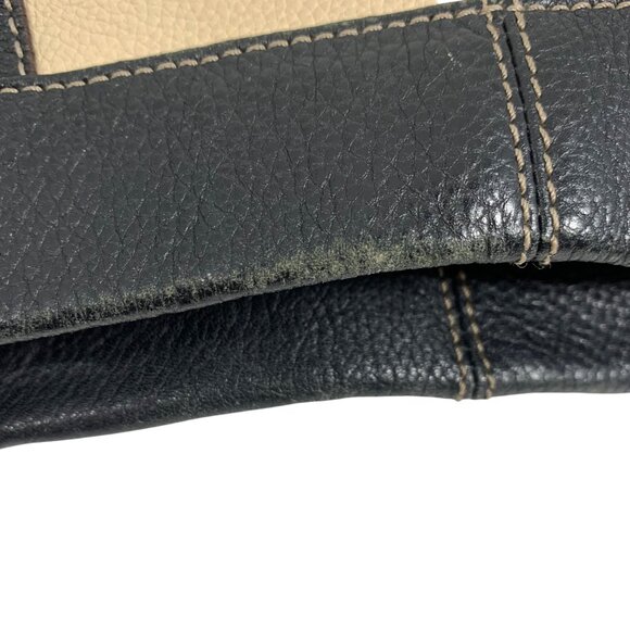 Tignanello Black Ivory Brown Colorblock Pebble Leather Buckle Shoulder Bag - Picture 9 of 13